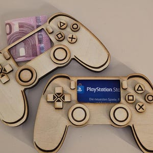 Holz Controller Geldgeschenk für Zocker Spielekonsole Gutschein