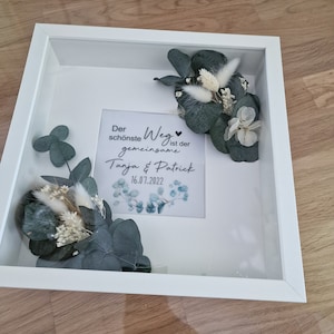 Bilderrahmen Eukalyptus mit Trockenblumen Geschenk Geldgeschenk