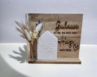 Block House Raysin Wooden Lettering 3D Dried Flowers Home Decor