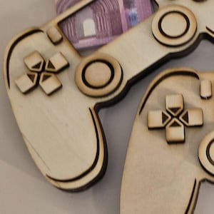 Holz Controller Geldgeschenk für Zocker Spielekonsole Gutschein