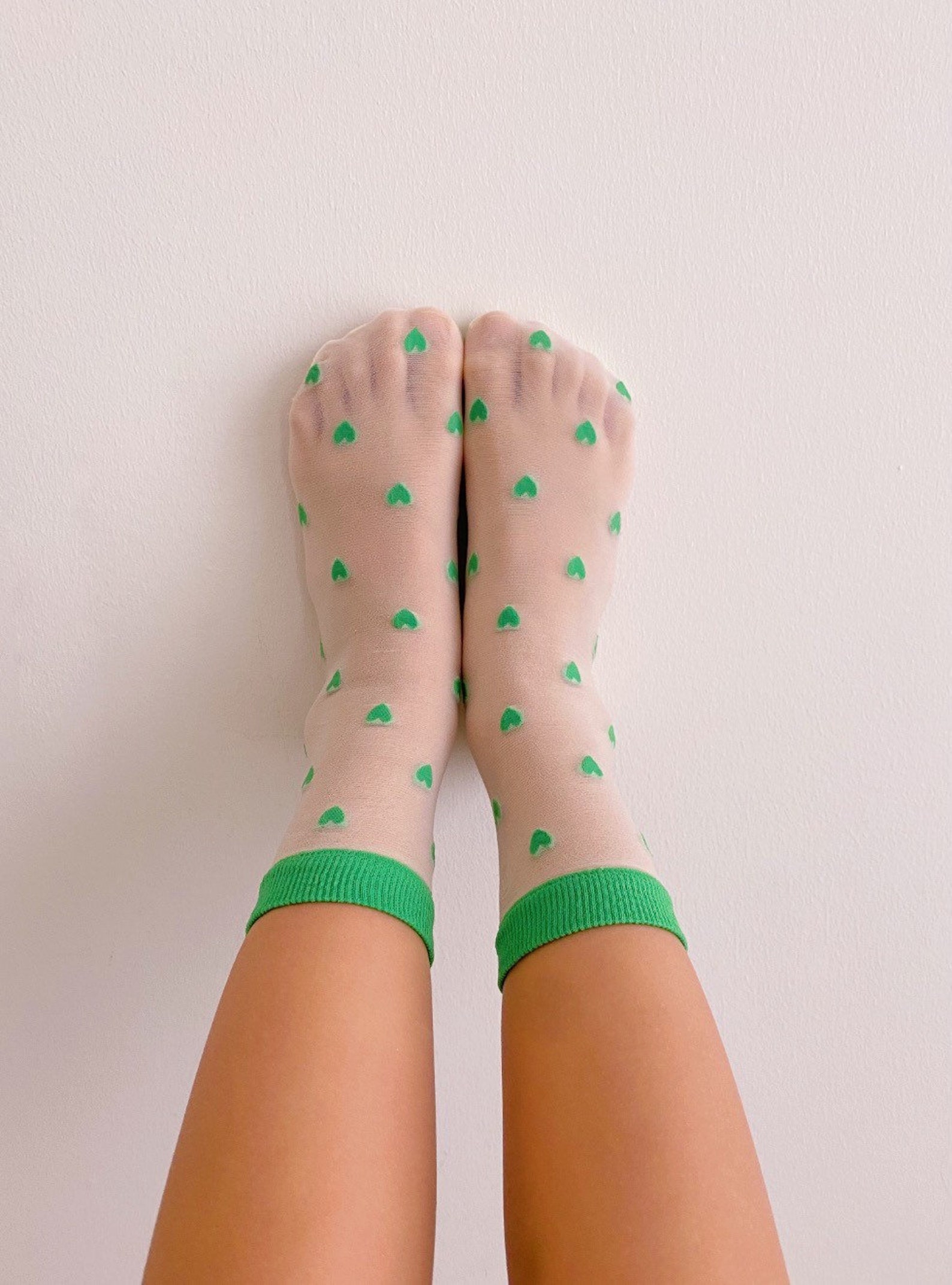 Kids Heart Sheer Crew Socks Etsy