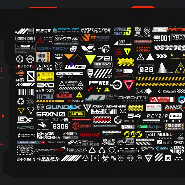 150+ decal assets firearms concepts corporation logos cyberpunk vector elements Pack editable SVG File Digital Download