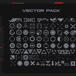 80+ sci-fi UI icons | crosshair | elements vector assets Pack in one editable SVG File Digital Download