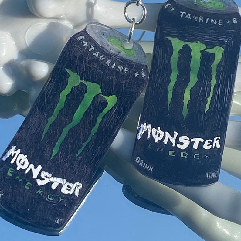 Custom monster energy drink earrings Etsy