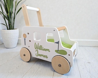 Customized golf cart, toddler push wagon, unique first birthday present, sports present for baby