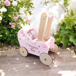 poppenwagen voor peuters, looprek voor baby's, poppenwagen met naam, 1e jarige meisje, poppenbuggy met emmer, duwwagen, kinderdagverblijf