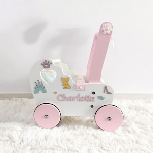 プリンセス人形用ベビーカー、人形用ベビーカー、ベビーウォーカー、ディズニープリンセス、人形用バギー、ベビー用押し車、1歳児用おもちゃ、1歳の誕生日、カート