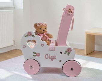 Baby Mädchen Schiebespielzeug, Lauflernwagen, Puppenwagen, Schiebewagen
