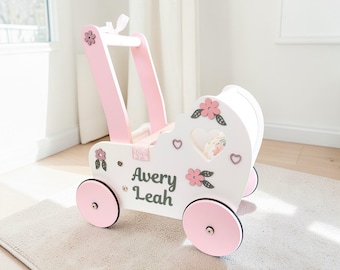 Puppenwagen mit Aufhänger, Schiebespielzeug, Andenken Baby, Geschenk zum Geburtstag