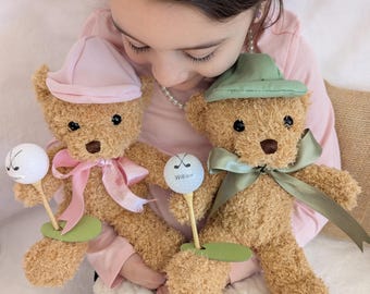 Personalized golf bear, room decor, baby gift, 1st birthday gift