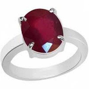 May include: A silver ring featuring a large, oval-cut, deep red gemstone set in a four-prong mounting. The band is smooth and polished, showcasing a simple design that highlights the prominent, faceted red stone at the center of the setting.
