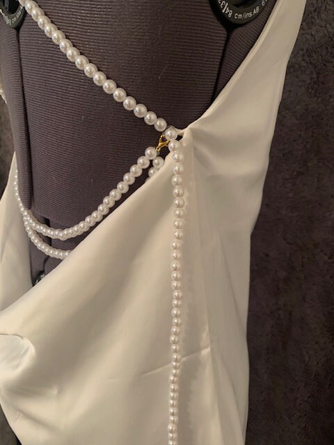 silk dress with pearl straps SOFIA MINI DRESS