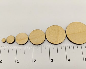 25, 50, 100, 200 Wooden birch Circle blank 1 inch in diameter