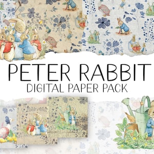 Peter Rabbit Paper Pack, Beatrix Potter, Carta digitale, Scrapbooking di carta stampabile, Carta da imballaggio digitale, Junk Journal stampabile