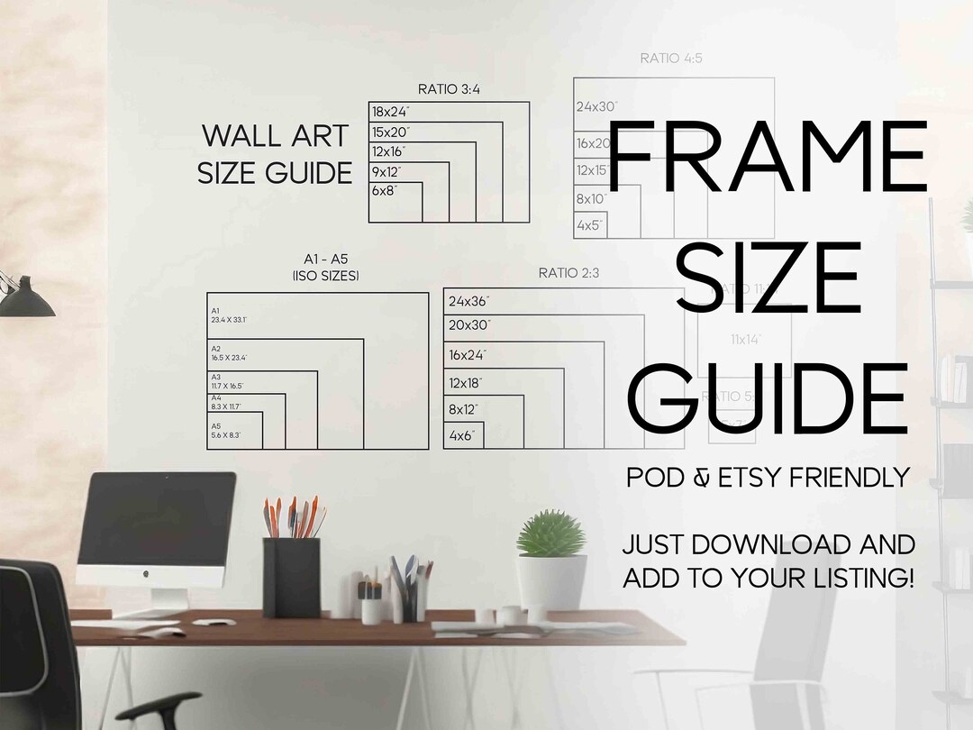 HORIZONTAL Frame Size Guide Print Size Guide Poster Size Etsy