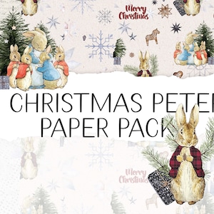 Natale Peter Rabbit Paper Pack, Beatrix Potter, Carta digitale, Scrapbooking di carta stampabile, Carta da regalo digitale, Diario spazzatura
