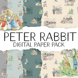 Peter Rabbit Paper Pack, Beatrix Potter, Carta digitale, Scrapbooking di carta stampabile, Carta da imballaggio digitale, Junk Journal stampabile