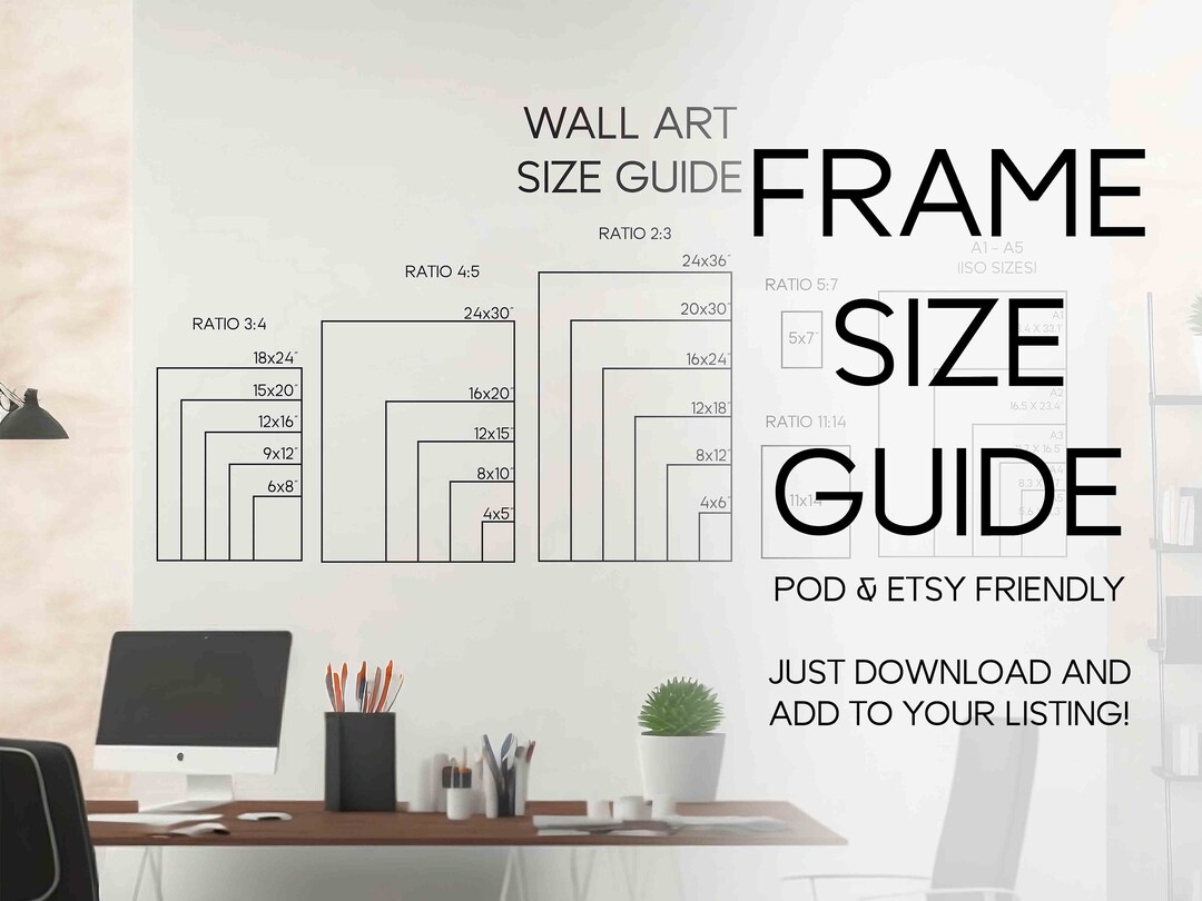 VERTICAL Frame Size Guide Print Size Guide Poster Size Etsy