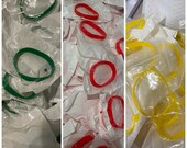 Green Yellow Red COVID social distancing plain individually wrapped silicone wristbands