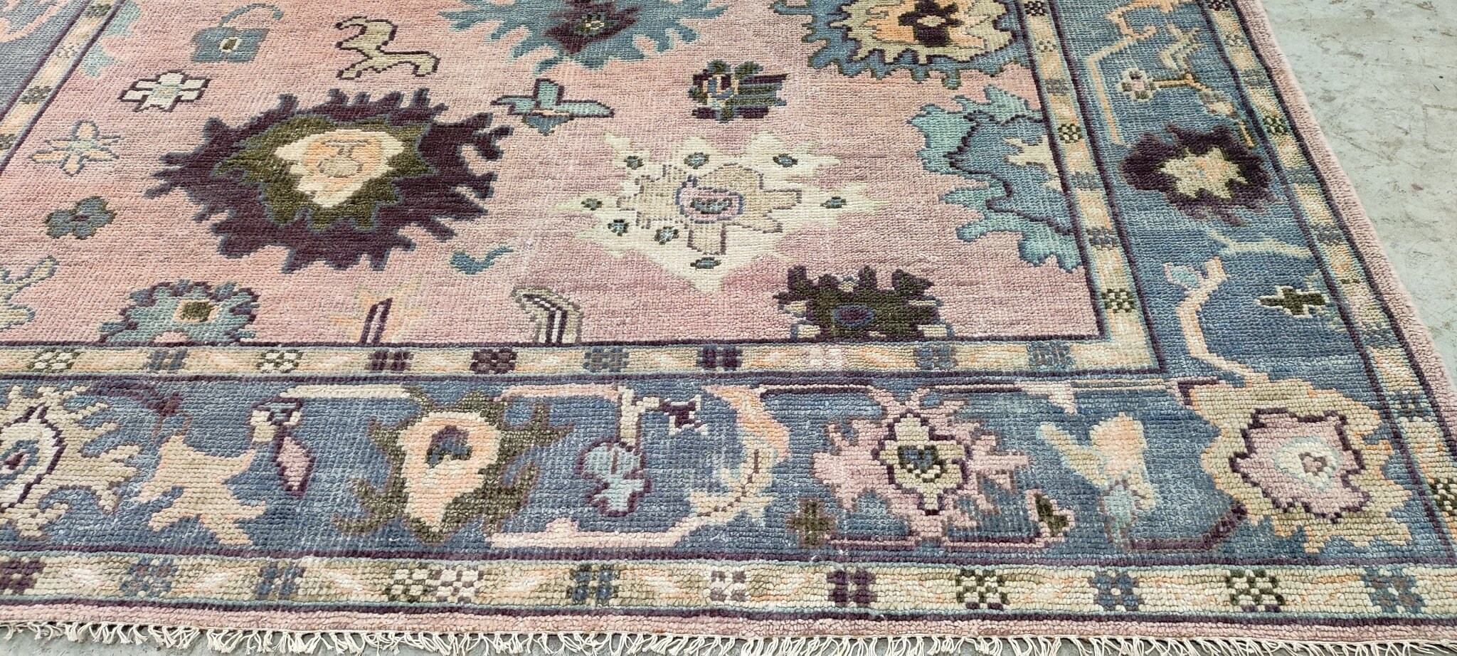 Elizabeth Hammer 8x10 Pink and Grey Handknotted Oushak Rug Etsy