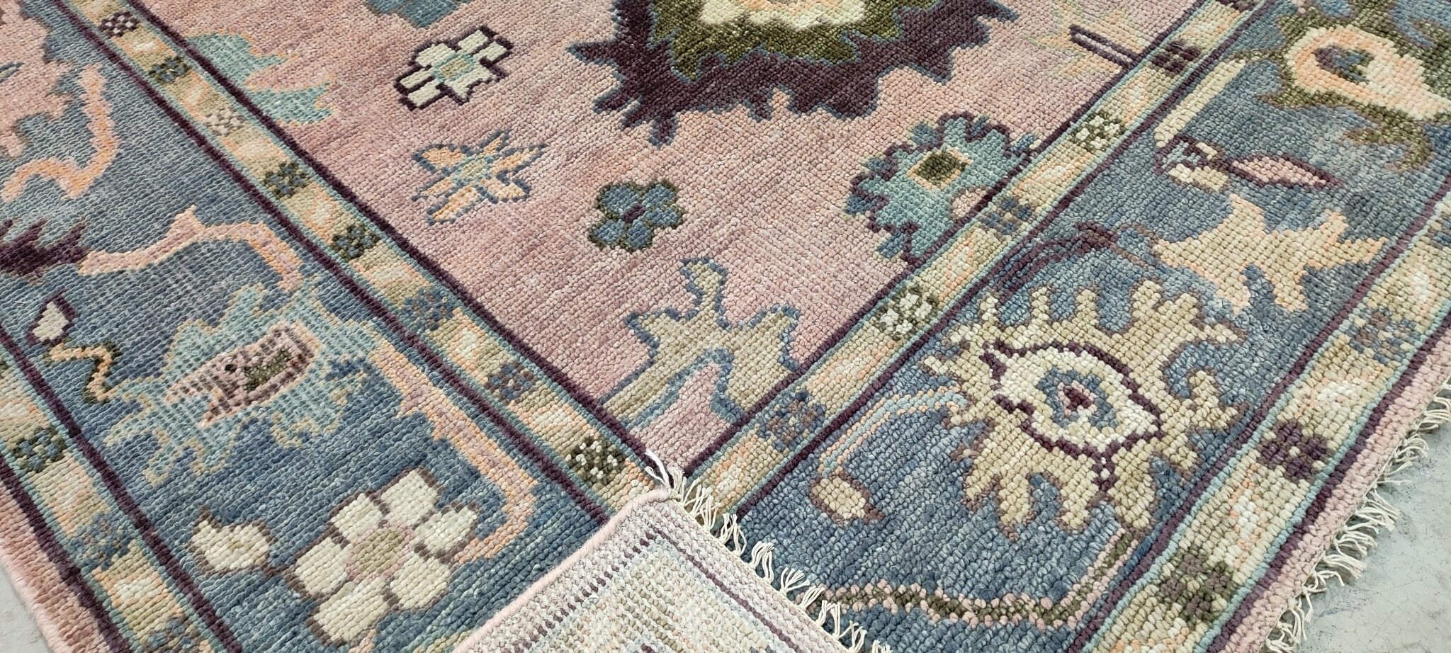 Elizabeth Hammer 8x10 Pink and Grey Handknotted Oushak Rug Etsy
