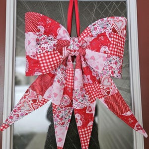 Handmade Quilted Door Bow Hanging | Bow Wreath Hanger Home Decor Housewarming