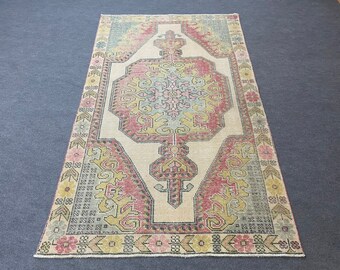 Vintage Turkish Oushak Rug, Wool Anatolian Rug (4’5”x7’6”