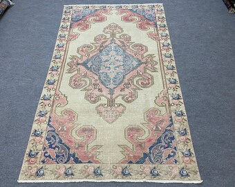 Handgefertigter Türkischer Oushak Teppich, Vintage Anatolischer Wollteppich 1,6 x 1,8 m