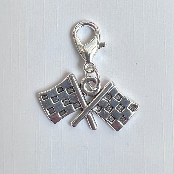 Lobster clasp racing flag charm