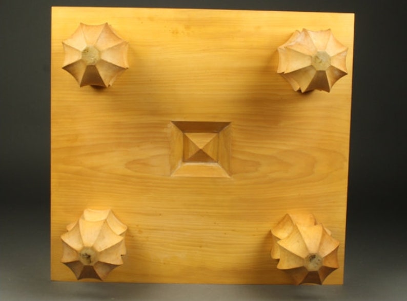 Go Game Floor Board Set, Kaya Goban With Legs, High Class Bowls, Slate