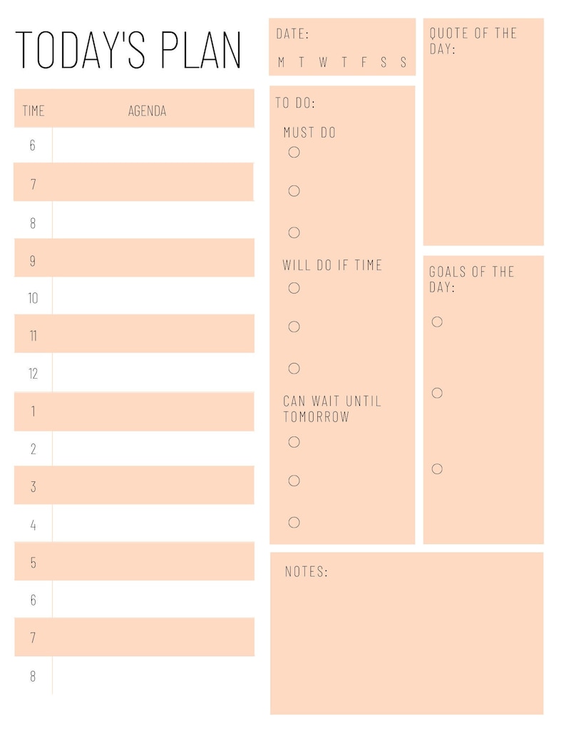 Daily Planner orange Etsy