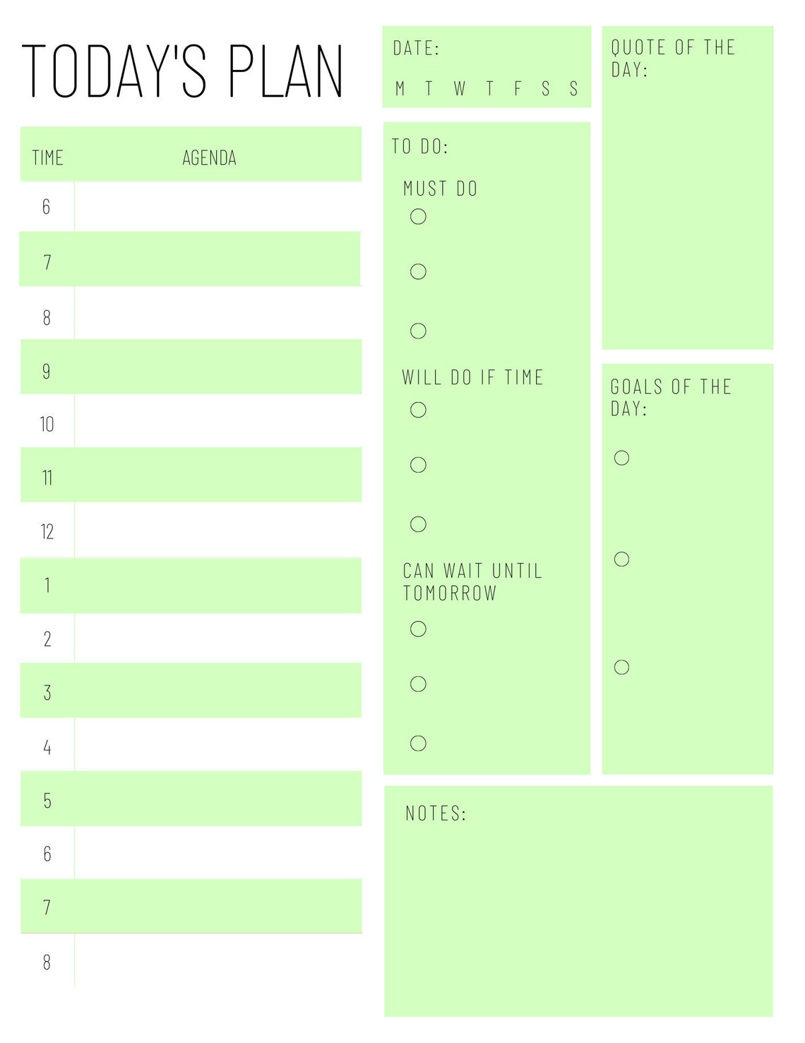 Daily Planner green Etsy