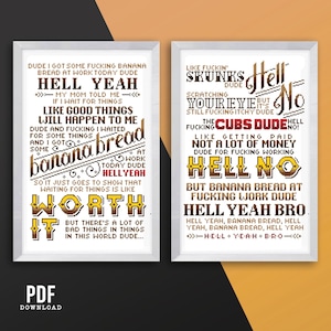 Banana Bread at Work – Banana Bread Hell Yeah – Funny Quote Meme Cross