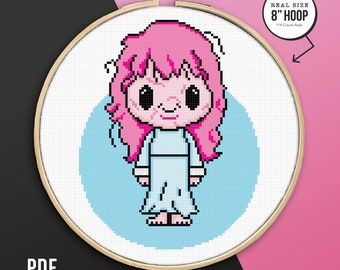 Horror Movie Cross Stitch Pattern – The Exorcist, Possessed Regan, Cute and Creepy Halloween PDF Pattern
