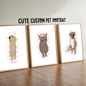 Cute Custom Pet Portrait, Personalised Pet Cartoon, Dog Lover Commission, Cat Drawing, Pet Illustration Animal Caricature, Badly Drawn Pet