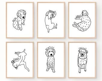 Funny Pet Portrait, Custom Line Drawing, Animal Caricature (Digital Download)