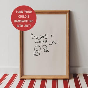 Impression d'écriture manuscrite personnalisée, cadeau fête des pères d'une enfant, dessin personnalisé ou oeuvre d'art, cadeau pour papa, impression d'art pour enfants, souvenir manuscrit