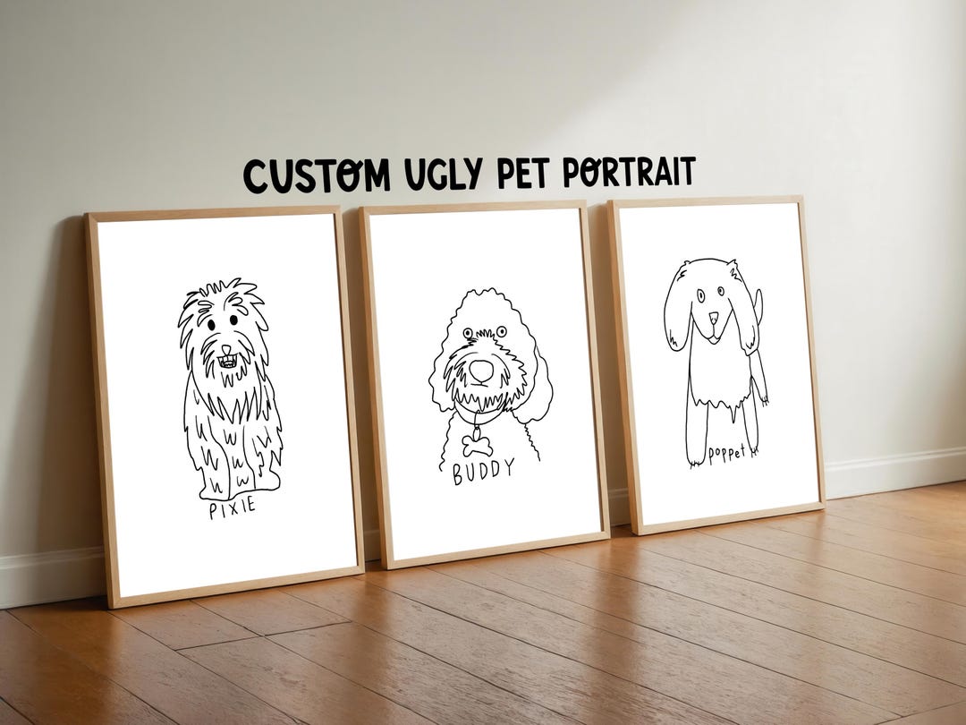 Custom Funny Pet Portrait, Ugly Line Art (digital) - Etsy