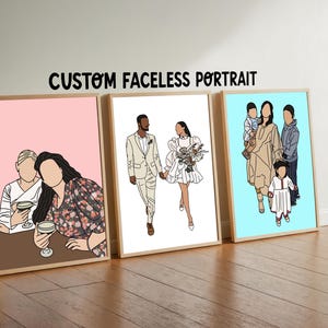 Faceless Portrait Illustration, Personalised Outline Print, Custom Personalised Photo, Personalised Digital Portrait, Illustration, gift