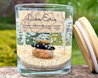 Lake Erie Clear Gel Candle | Burn the Candle Keep the Treasure! | Great Lakes Gift | Wedding Favor | Cottage Decor