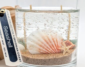 Seashell Scene Candle • Beach Decor Candle • Coastal Home Gift • Ocean Lover Decor • Handmade Gel Candle
