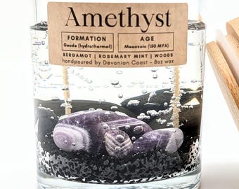 Amethyst Treasure Candle • Real Amethyst Gift • Crystal Keepsake • Burn the Candle Keep the Treasure