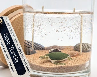 Sea Turtle Scene Candle Ocean Collection • Coastal Decor Candle • Beach House Gift • Ocean Lover Decor • Handmade Gel Candle