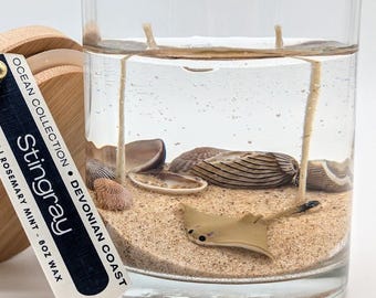 Stingray Scene Candle Ocean Collection • Coastal Decor Candle • Beach House Gift • Ocean Lover Decor • Handmade Gel Candle