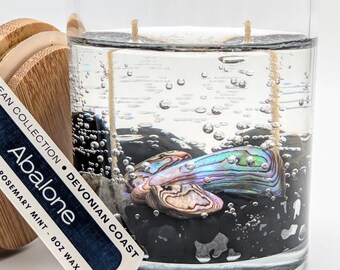 Abalone Treasure Candle Ocean Collection • Real Abalone Shell Gift • Coastal Decor • Burn Candle Keep Treasure