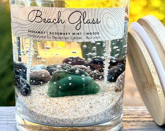 Authentic Beach Glass Clear Gel Candle | Burn the Candle Keep the Treasure! | Lake Home | Cottage Decor | Sea Glass Gift