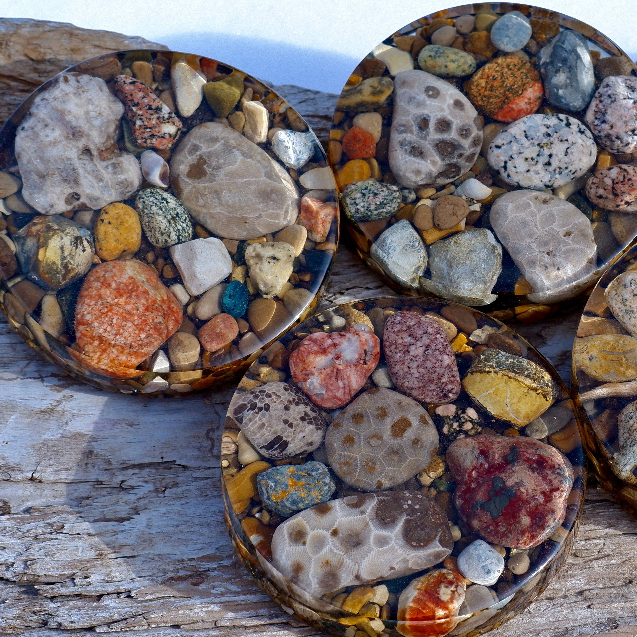 Premium Shoreline Petoskey Stone Coaster Lake Michigan Art Etsy