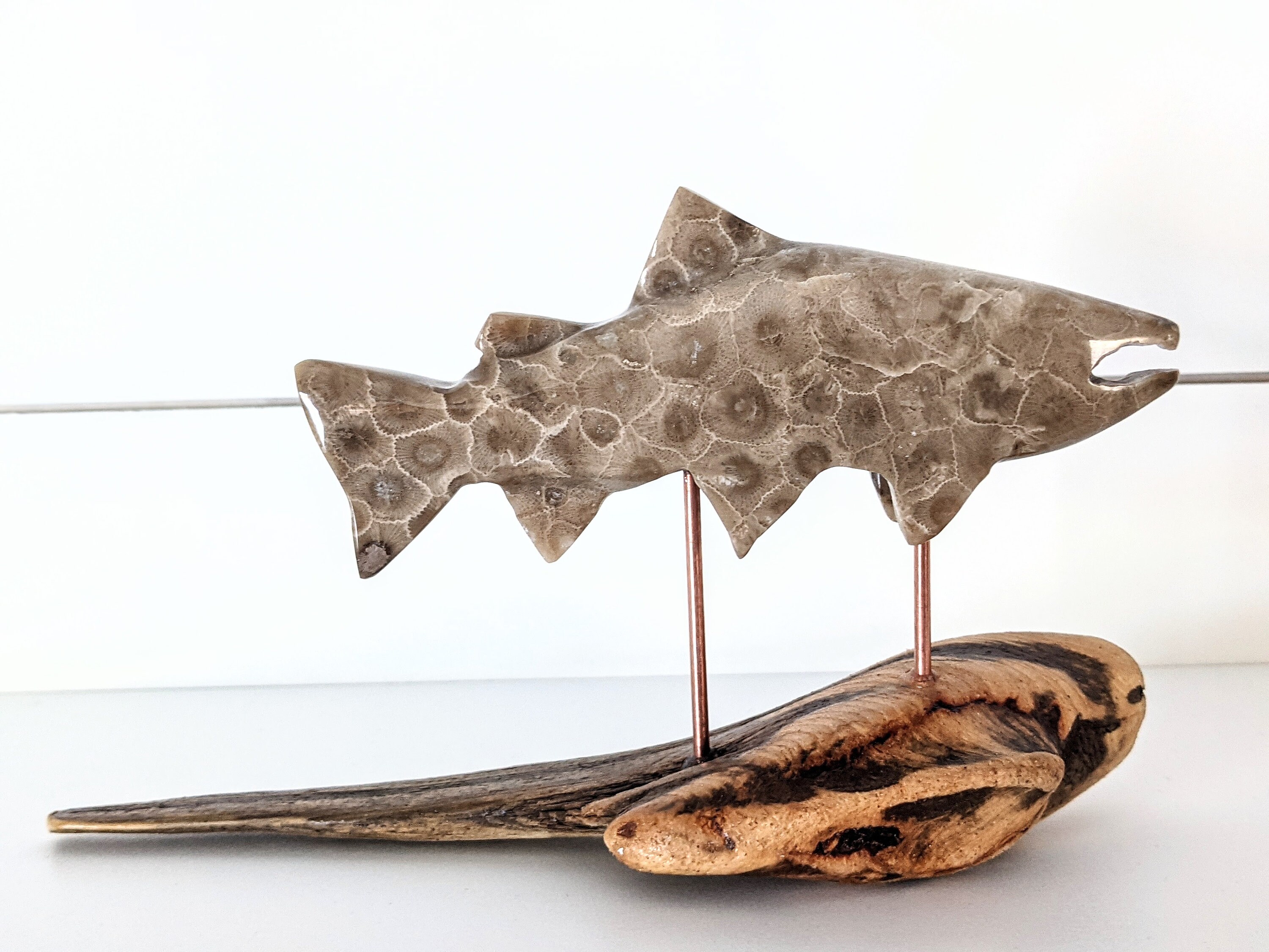 PETOSKEY BROOKIE Hand Carved Petoskey Stone Trout Lake Etsy Canada
