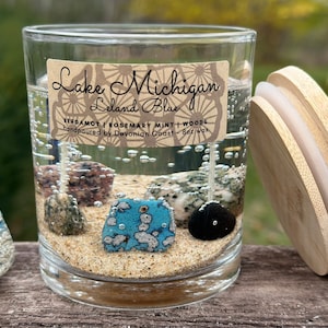 Lake Michigan Leland Blue Beach Clear Gel Candle | Burn the Candle Keep the Treasure! | Pure Lake Michigan Gift | Cottage Decor | Fishtown