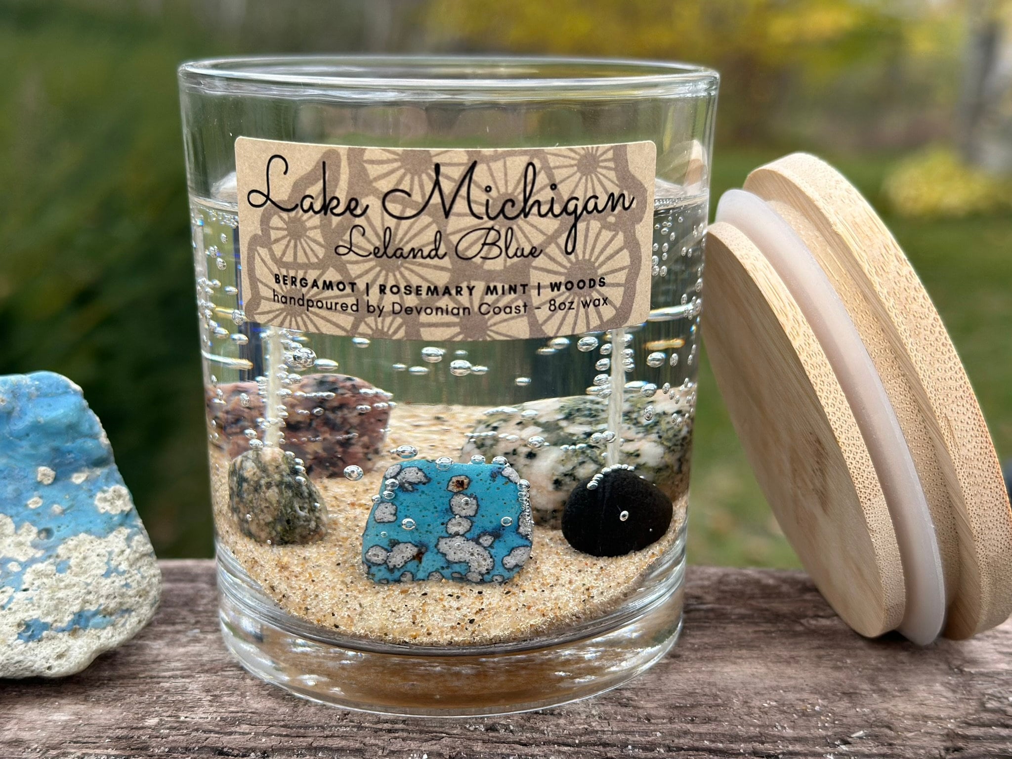Lake Michigan Leland Blue Beach Clear Gel Candle | Burn the Candle